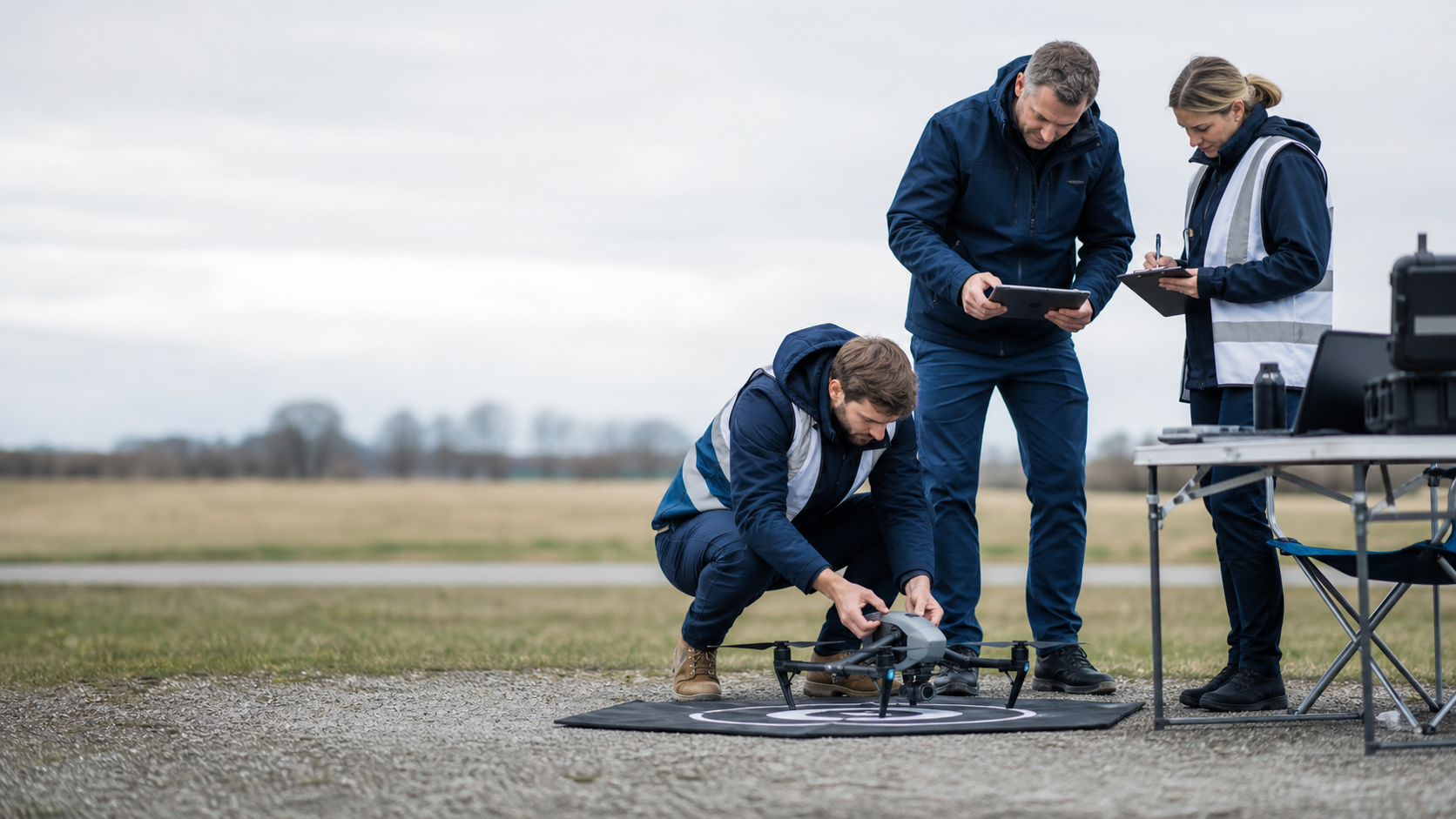 Praktische Drohnenausbildung am Flugplatz